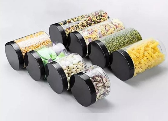 Rechargeable transparent de pot en plastique vide du couvercle à visser 400ml avec le couvercle noir